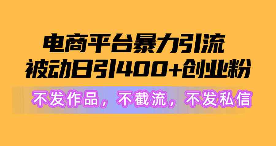 （10168期）电商平台暴力引流,被动日引400+创业粉不发作品，不截流，不发私信 - 副业心选-副业心选