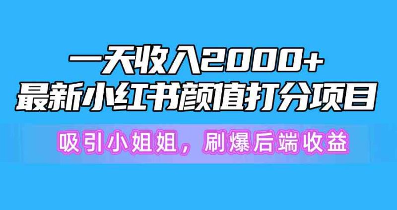 （10187期）一天收入2000+，最新小红书颜值打分项目，吸引小姐姐，刷爆后端收益-副业心选