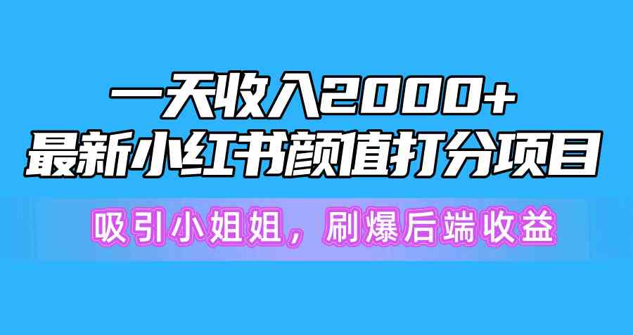 （10187期）一天收入2000+，最新小红书颜值打分项目，吸引小姐姐，刷爆后端收益 - 副业心选-副业心选