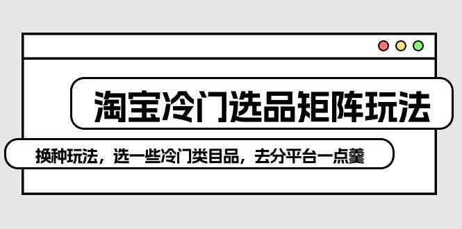 （10159期）淘宝冷门选品矩阵玩法：换种玩法，选一些冷门类目品，去分平台一点羹 - 副业心选-副业心选