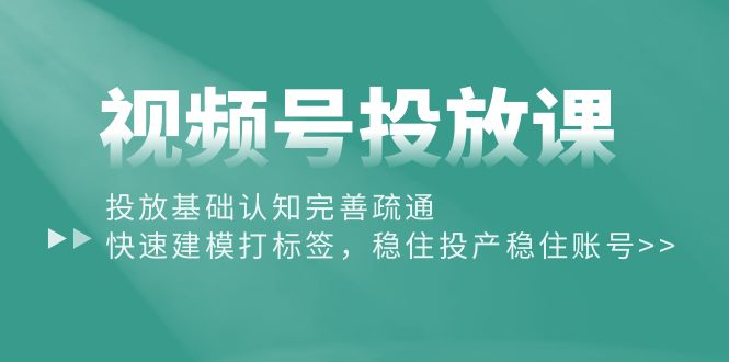 （10205期）视频号投放课：投放基础认知完善疏通，快速建模打标签，稳住投产稳住账号 - 副业心选-副业心选
