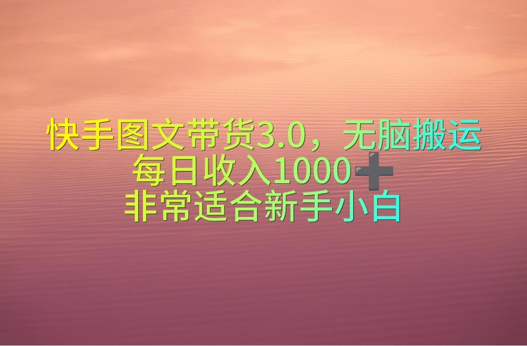 （10252期）快手图文带货3.0，无脑搬运，每日收入1000＋，非常适合新手小白 - 副业心选-副业心选