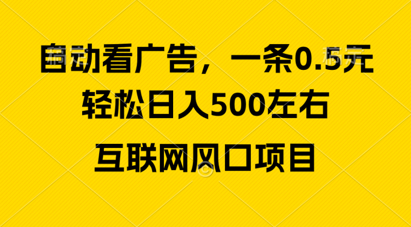 （10306期）广告收益风口，轻松日入500+，新手小白秒上手，互联网风口项目-副业心选