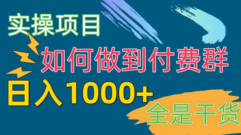 （10303期）[实操项目]付费群赛道，日入1000+-副业心选