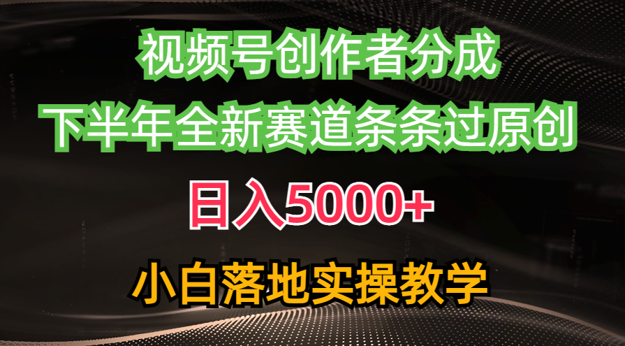 （10294期）视频号创作者分成最新玩法，日入5000+ 下半年全新赛道条条过原创，小… - 副业心选-副业心选