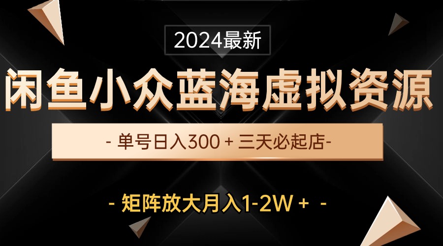 （10336期）最新闲鱼小众蓝海虚拟资源，单号日入300＋，三天必起店，矩阵放大月入1-2W - 副业心选-副业心选