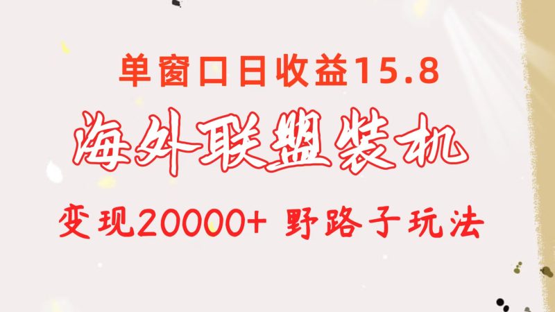 （10475期）海外联盟装机 单窗口日收益15.8  变现20000+ 野路子玩法-副业心选