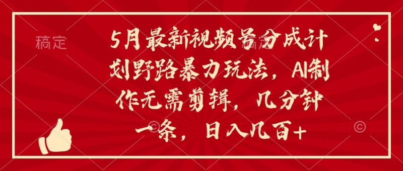 （10488期）5月最新视频号分成计划野路暴力玩法，ai制作，无需剪辑。几分钟一条，…-副业心选