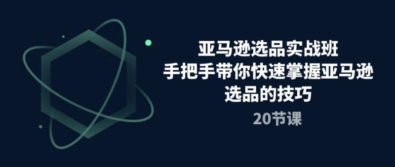 （10533期）亚马逊选品实战班，手把手带你快速掌握亚马逊选品的技巧（20节课）-副业心选