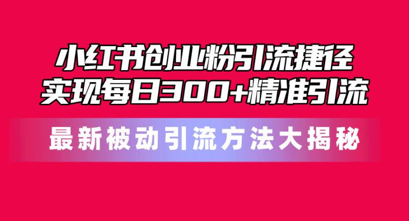 （10692期）小红书创业粉引流捷径！最新被动引流方法大揭秘，实现每日300+精准引流-副业心选