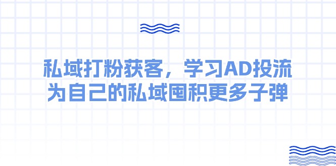 （10728期）某收费课：私域打粉获客，学习AD投流，为自己的私域囤积更多子弹 - 副业心选-副业心选