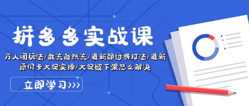 （10865期）拼多多·实战课：万人团玩法/截流自然流/最新强付费打法/最新原价卡大促..-副业心选