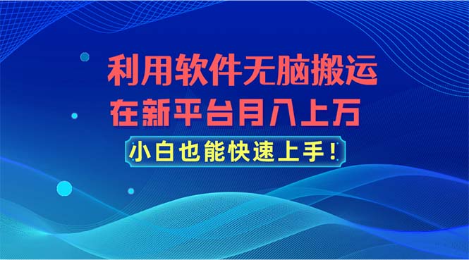 （11078期）利用软件无脑搬运，在新平台月入上万，小白也能快速上手-副业心选