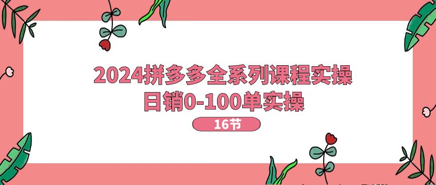（11222期）2024拼多多全系列课程实操，日销0-100单实操【16节课】 - 副业心选-副业心选