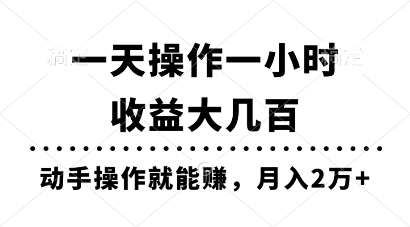 （11263期）一天操作一小时，收益大几百，动手操作就能赚，月入2万+教学-副业心选