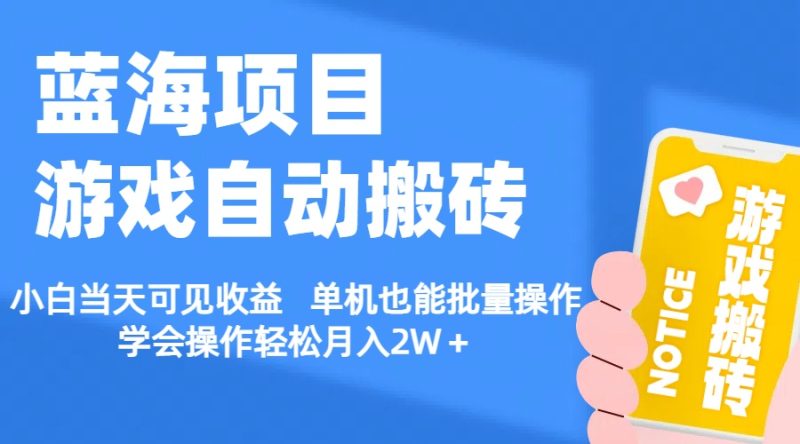 （11265期）【蓝海项目】游戏自动搬砖 小白当天可见收益 单机也能批量操作 学会操…-副业心选