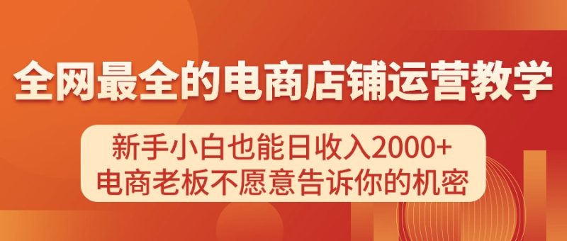 （11266期）电商店铺运营教学，新手小白也能日收入2000+，电商老板不愿意告诉你的机密-副业心选