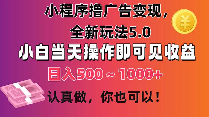 （11290期）小程序撸广告变现，全新玩法5.0，小白当天操作即可上手，日收益 500~1000+ - 副业心选-副业心选