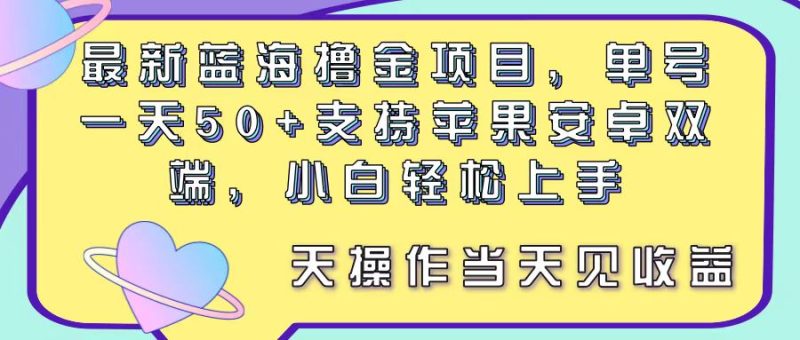 （11287期）最新蓝海撸金项目，单号一天50+， 支持苹果安卓双端，小白轻松上手 当…-副业心选