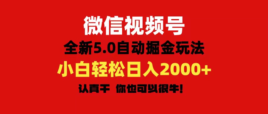 （11332期）微信视频号变现，5.0全新自动掘金玩法，日入利润2000+有手就行 - 副业心选-副业心选