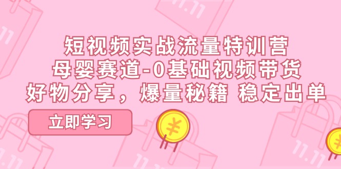 （11373期）短视频实战流量特训营，母婴赛道-0基础带货，好物分享，爆量秘籍 稳定出单-副业心选