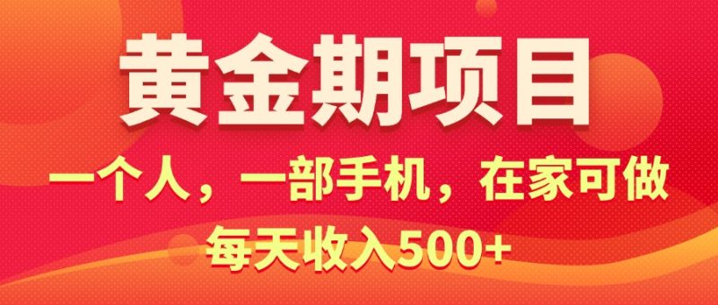 （11527期）黄金期项目，电商搞钱！一个人，一部手机，在家可做，每天收入500+-副业心选