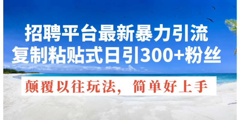 （11538期）招聘平台最新暴力引流，复制粘贴式日引300+粉丝，颠覆以往垃圾玩法，简…-副业心选
