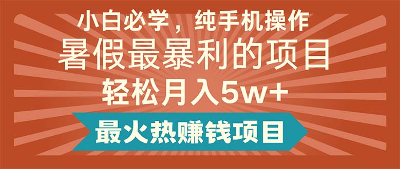 （11583期）小白必学，纯手机操作，暑假最暴利的项目轻松月入5w+最火热赚钱项目 - 副业心选-副业心选