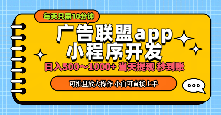 （11645期）小程序开发 广告赚钱 日入500~1000+ 小白轻松上手！ - 副业心选-副业心选