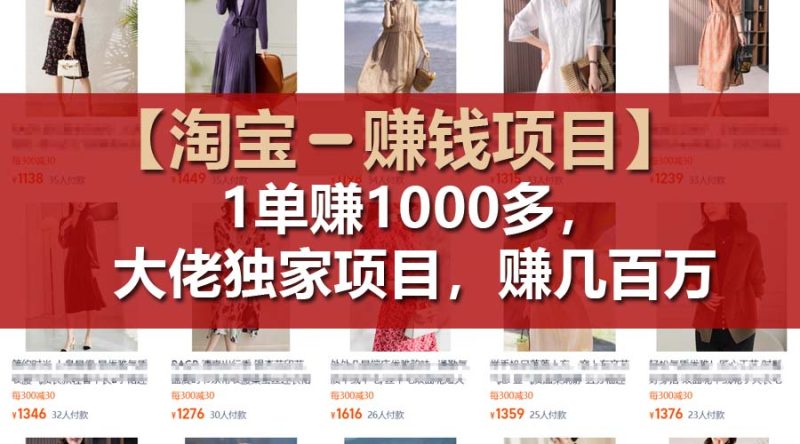 （11685期）【淘宝赚钱项目】1单可赚1000多，大佬独家项目，年赚几百万-副业心选