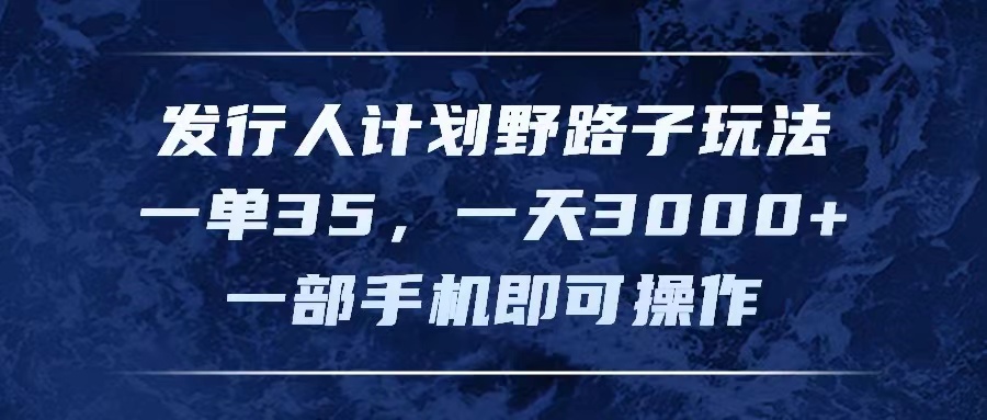（11750期）发行人计划野路子玩法，一单35，一天3000+，一部手机即可操作 - 副业心选-副业心选