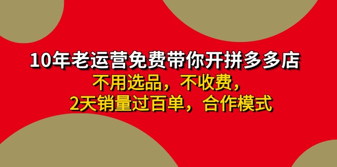 （11853期）拼多多 最新合作开店日收4000+两天销量过百单，无学费、老运营代操作、…-副业心选