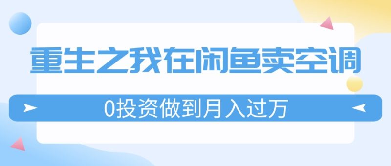 （11962期）重生之我在闲鱼卖空调，0投资做到月入过万，迎娶白富美，走上人生巅峰-副业心选