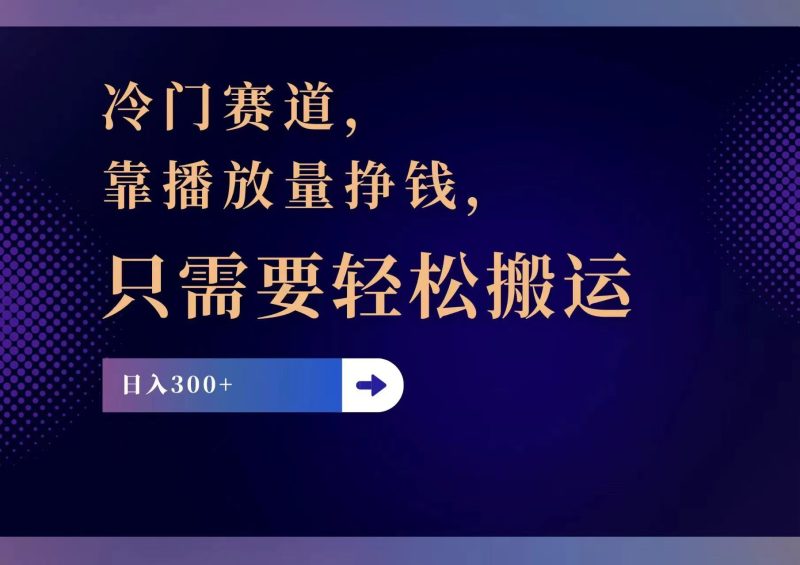 （11965期）冷门赛道，靠播放量挣钱，只需要轻松搬运，日赚300+-副业心选