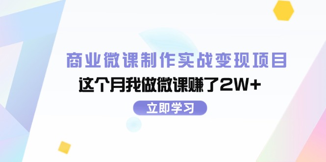 （11959期）商业微课制作实战变现项目，这个月我做微课赚了2W+-副业心选