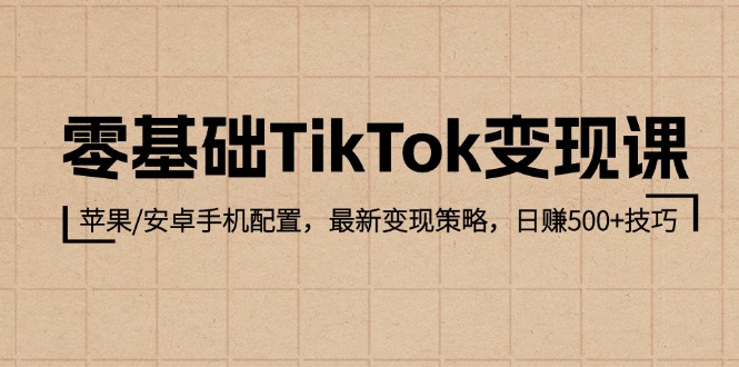 （12723期）零基础TikTok变现课：苹果/安卓手机配置，最新变现策略，日赚500+技巧-副业心选