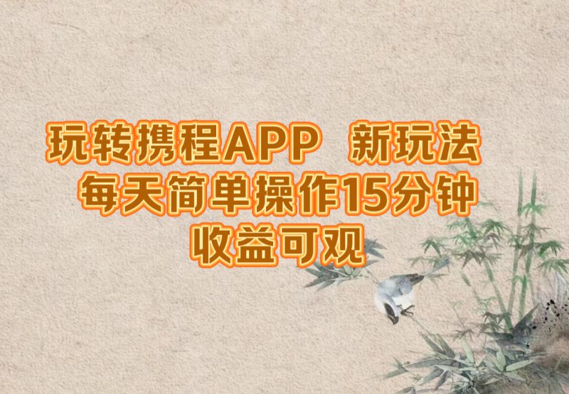 （12705期）玩转携程APP，新玩法，每天简单操作15分钟，收益可观-副业心选