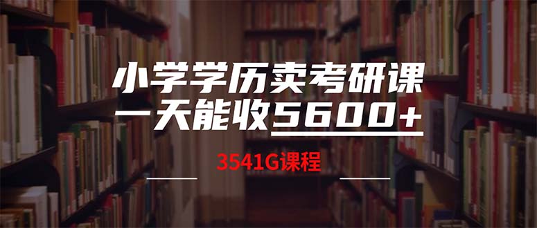 （12556期）小学学历卖考研课程，一天收5600（附3580G考研合集）-副业心选
