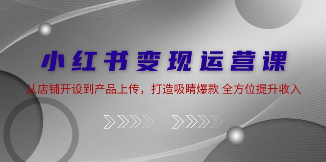 （12520期）小红书变现运营课：从店铺开设到产品上传，打造吸睛爆款 全方位提升收入-副业心选
