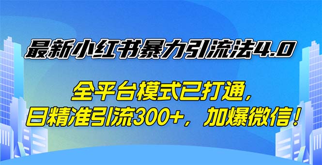 （12505期）最新小红书暴力引流法4.0， 全平台模式已打通，日精准引流300+，加爆微…-副业心选