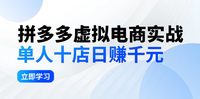 （12326期）拼多多虚拟电商实战：单人10店日赚千元，深耕老项目，稳定盈利不求风口 - 副业心选-副业心选