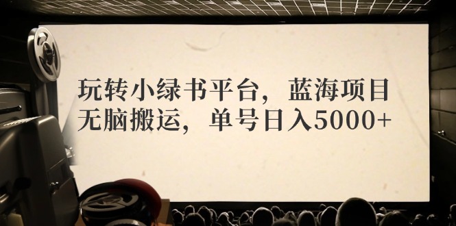 （12366期）玩转小绿书平台，蓝海项目，无脑搬运，单号日入5000+ - 副业心选-副业心选