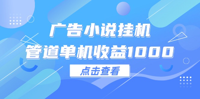 （12198期）广告小说挂机管道单机收益1000+-副业心选