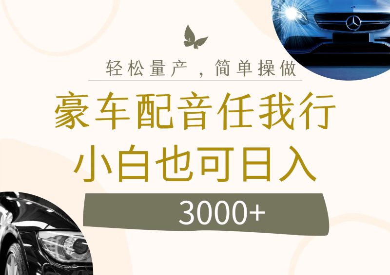 （12206期）不为人知的暴力小项目，豪车配音，日入3000+-副业心选