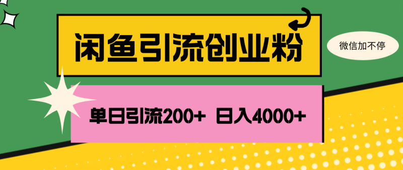（12179期）闲鱼单日引流200+创业粉，日稳定4000+-副业心选