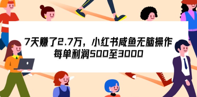 （12192期）7天收了2.7万，小红书咸鱼无脑操作，每单利润500至3000 - 副业心选-副业心选