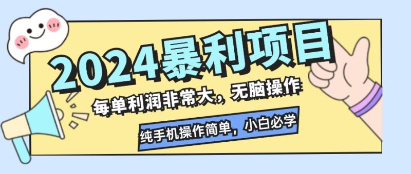 （12130期）2024暴利项目，每单利润非常大，无脑操作，纯手机操作简单，小白必学项目-副业心选