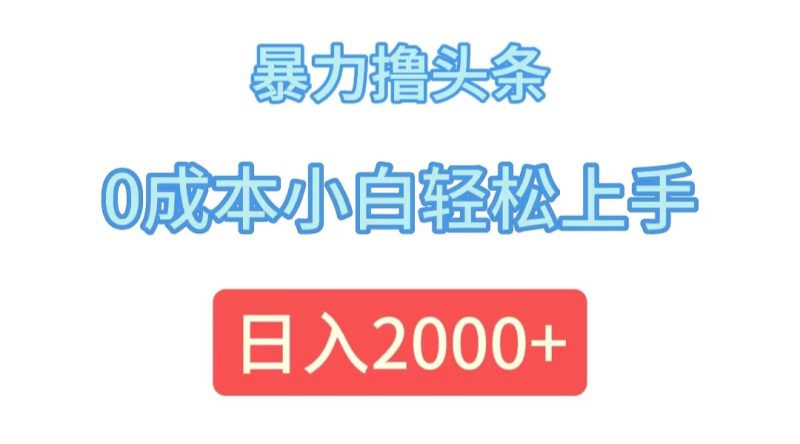 （12068期）暴力撸头条，0成本小白轻松上手，日入2000+-副业心选