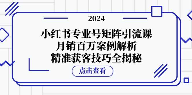 （12943期）小红书专业号矩阵引流课，月销百万案例解析，精准获客技巧全揭秘-副业心选