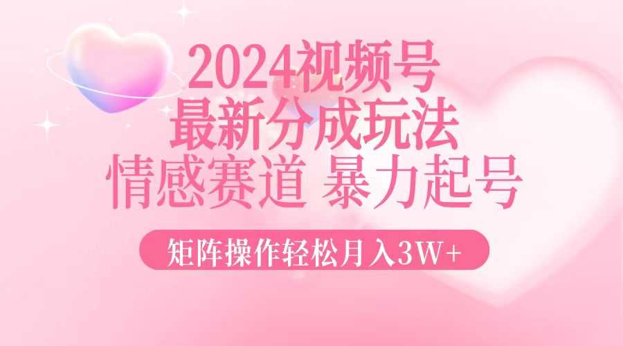 （12922期）2024最新视频号分成玩法，情感赛道，暴力起号，矩阵操作轻松月入3W+ - 副业心选-副业心选